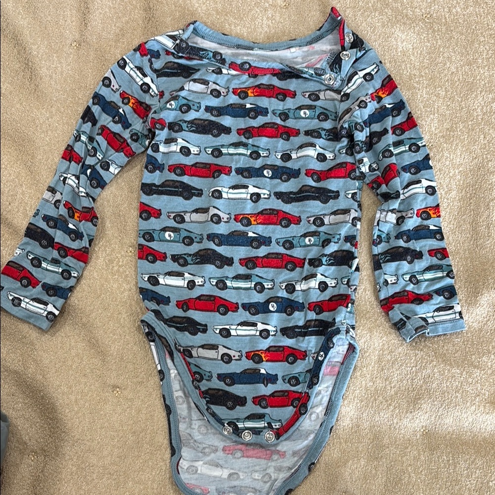 Posh Peanut Blue and Red Car Print One Piece
